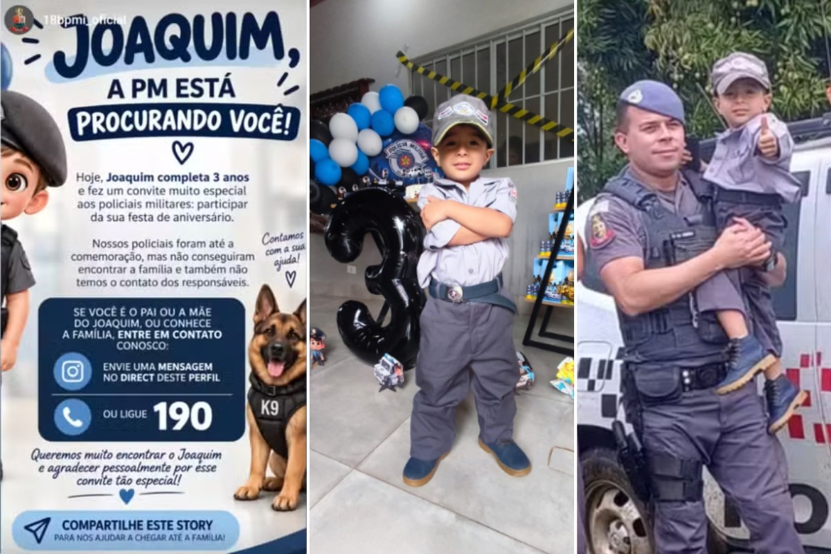 Menino de 3 anos ganha surpresa de policiais no aniversário após mobilização na internet no interior de SP