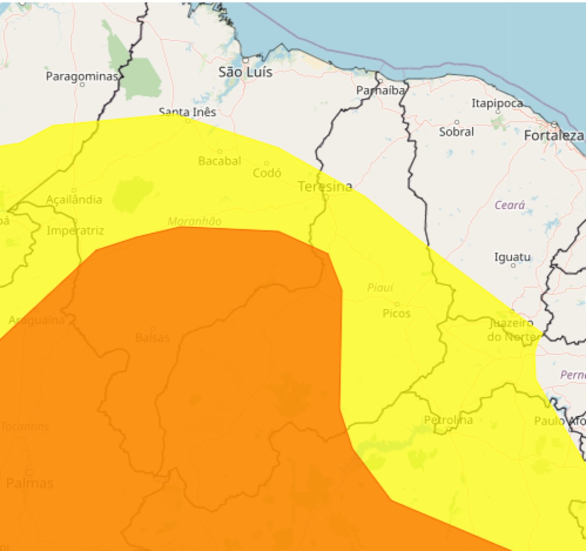 Quase todo o Piauí está sob alerta de chuvas intensas nesta segunda (20); veja mapa e orientações