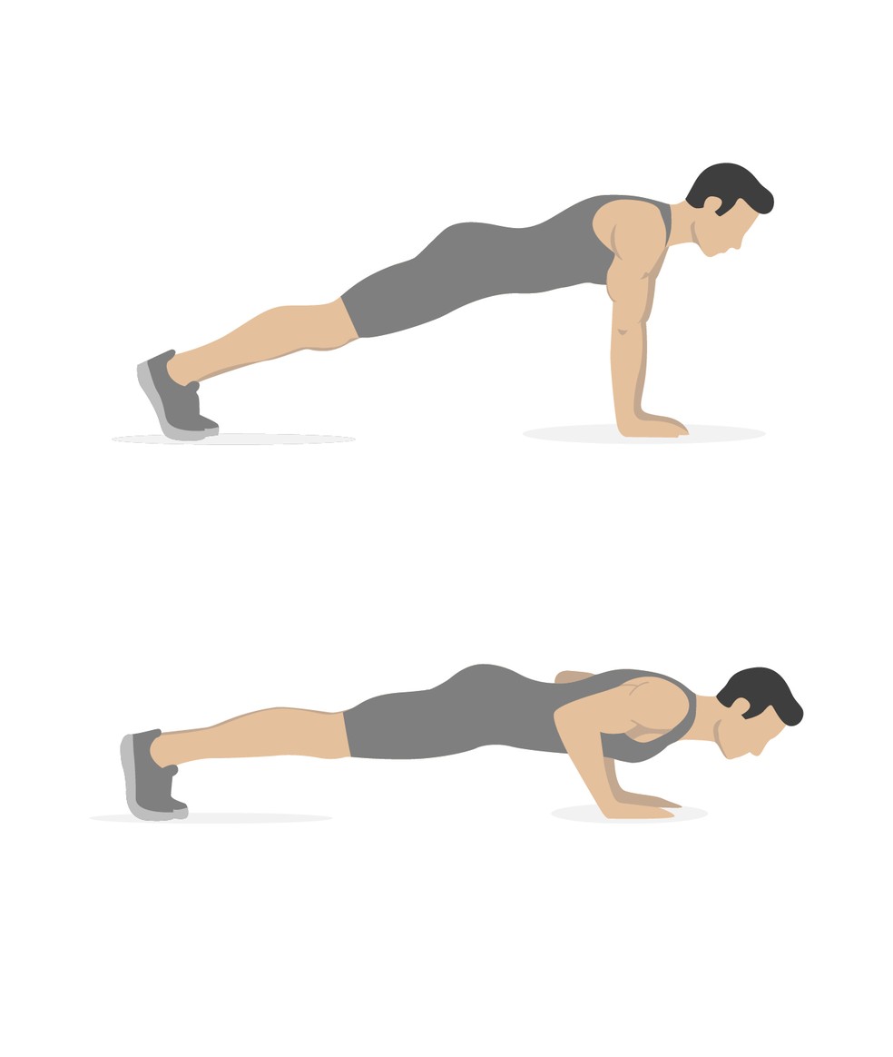 Teste de flexão de braço para homem — Foto: arte g1