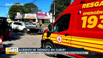 Batida entre picapes deixa duas pessoas feridas em Gurupi