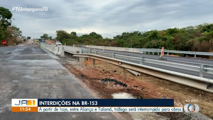 Trechos da BR-153 na região sul do estado serão interditados