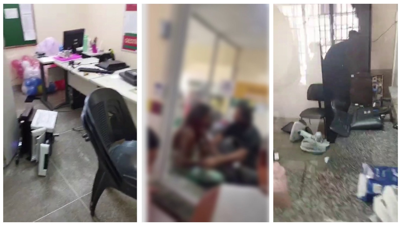 Vídeo: Mulher agride funcionário em posto de saúde e quebra computador e impressora