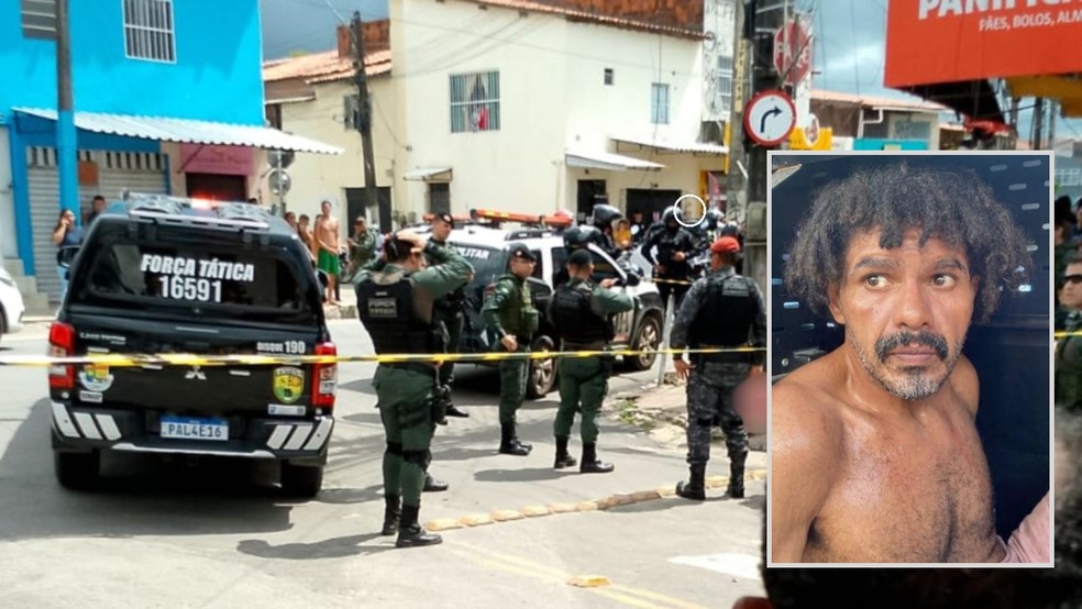 Homem é preso após matar mulher e ferir criança com faca no Bairro Messejana, em Fortaleza, na tarde desta terça-feira (31). — Foto: Reprodução