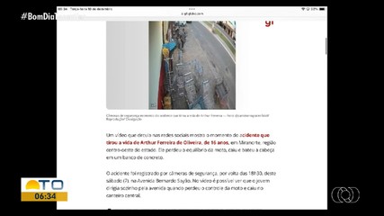 g1 Tocantins: adolescente perde controle de moto e bate cabeça em banco de concreto