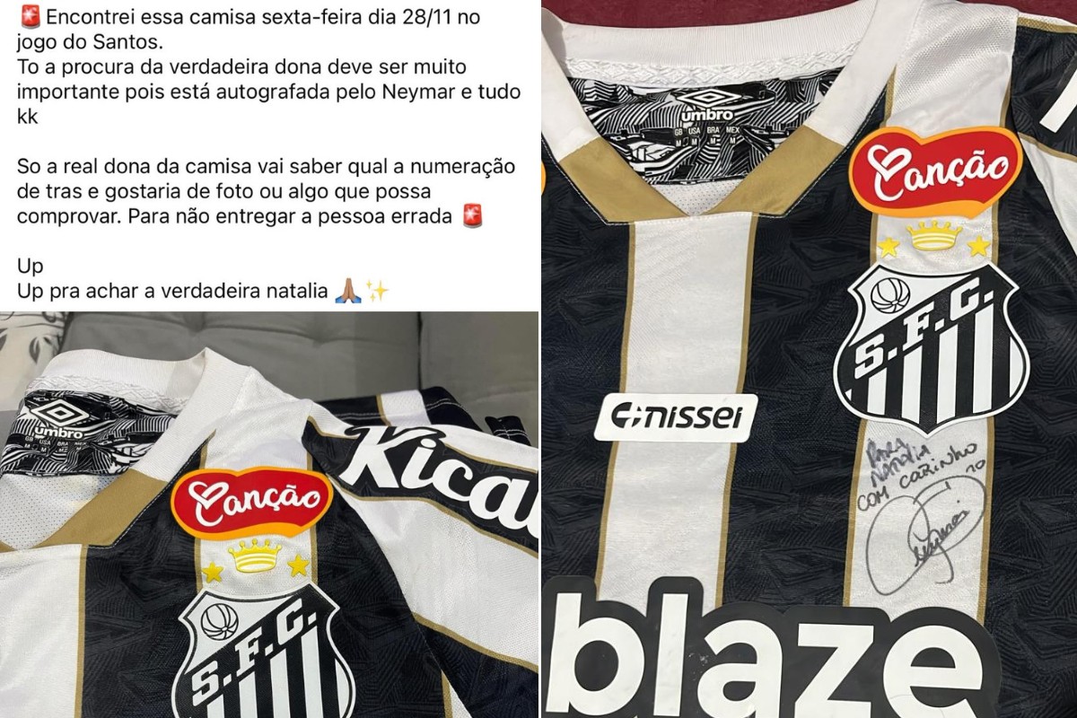 Procurando Natalia: torcedor do Santos acha camisa autografada por Neymar na Vila Belmiro e quer devolvê-la