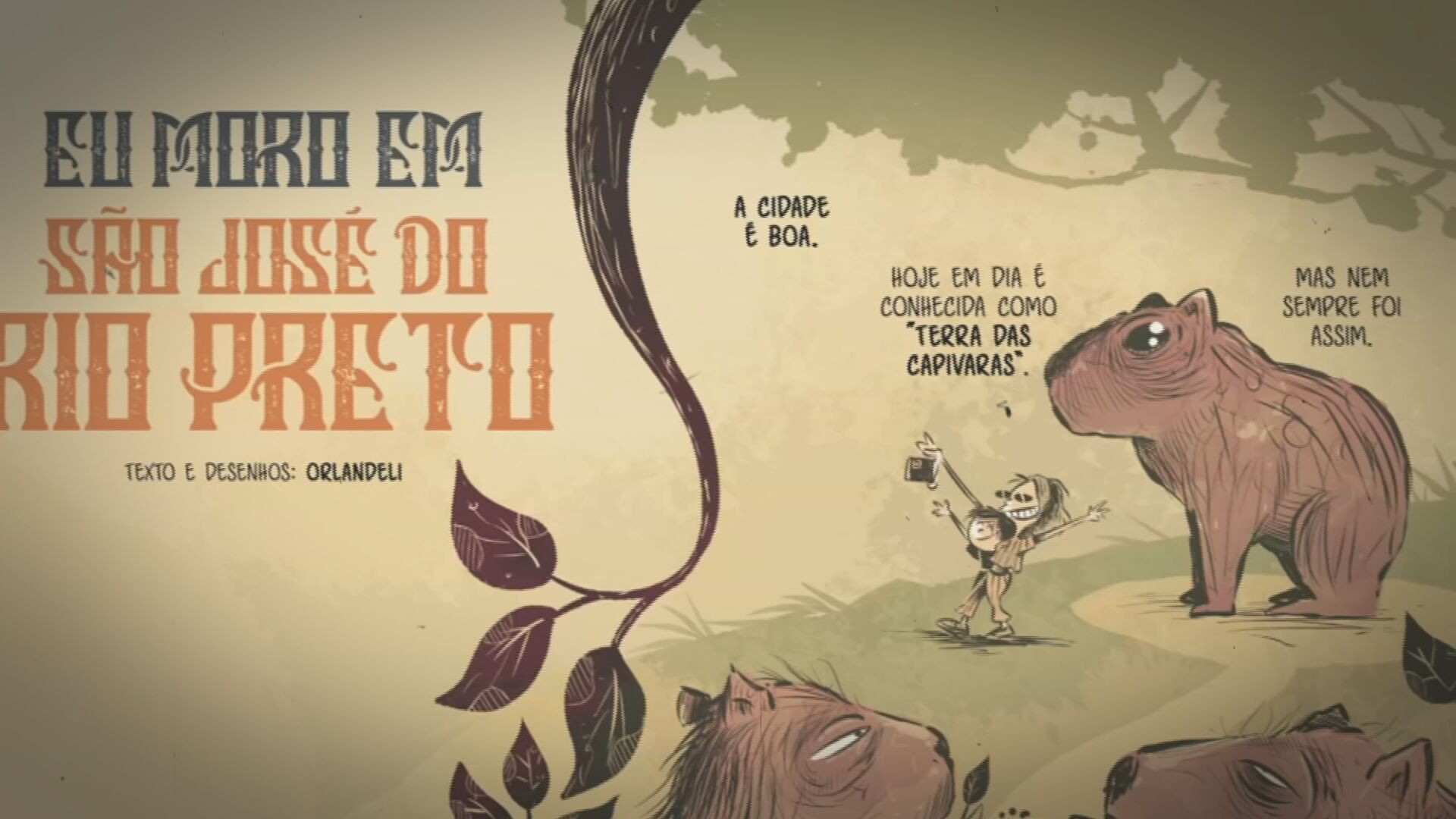 Tira do premiado Orlandeli relembra Caldeirão do Diabo e Homem-Andorinha no aniversário de Rio Preto