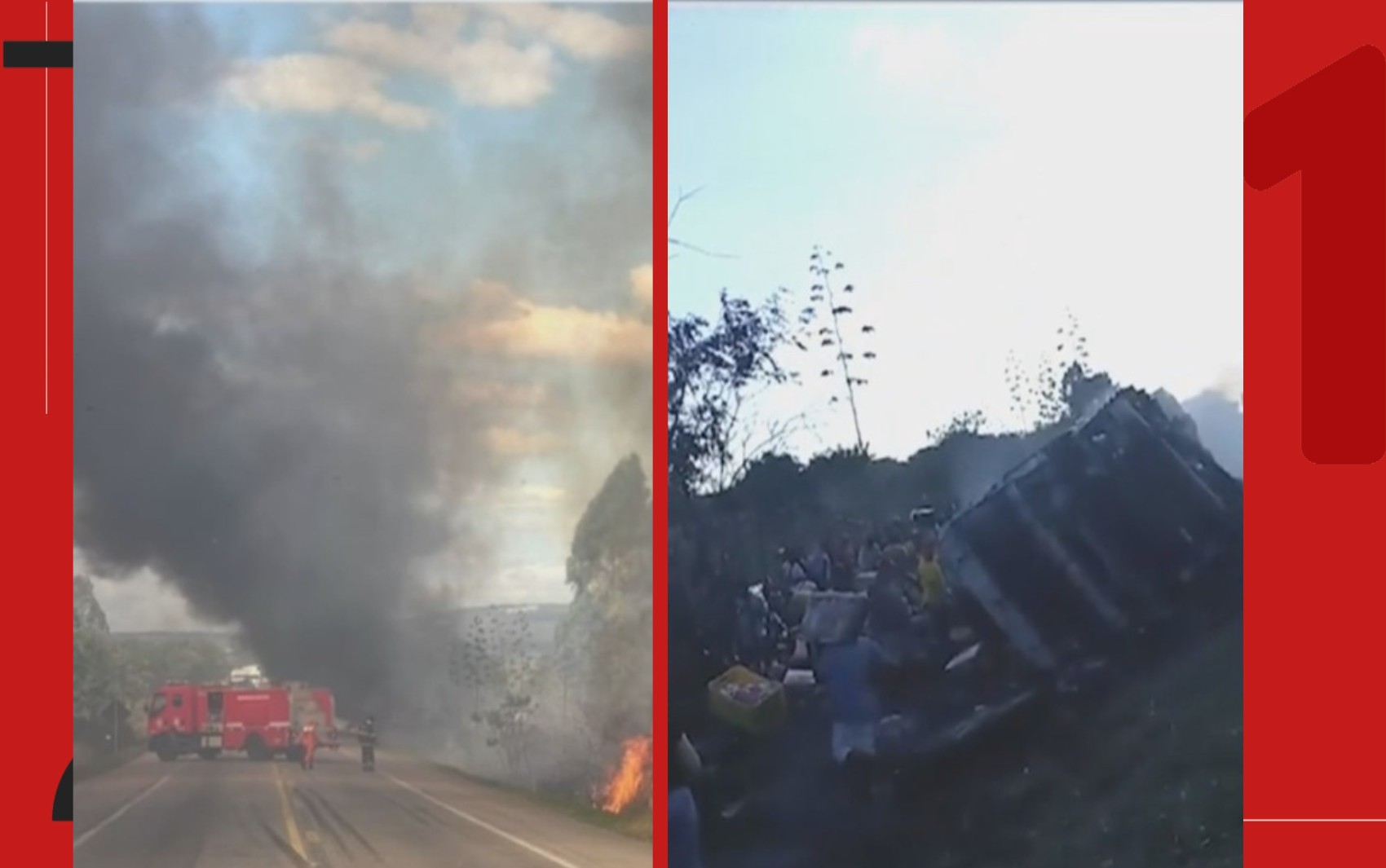 Caminhão frigorífico tomba e pega fogo após populares serem impedidos de saquear carga na Bahia