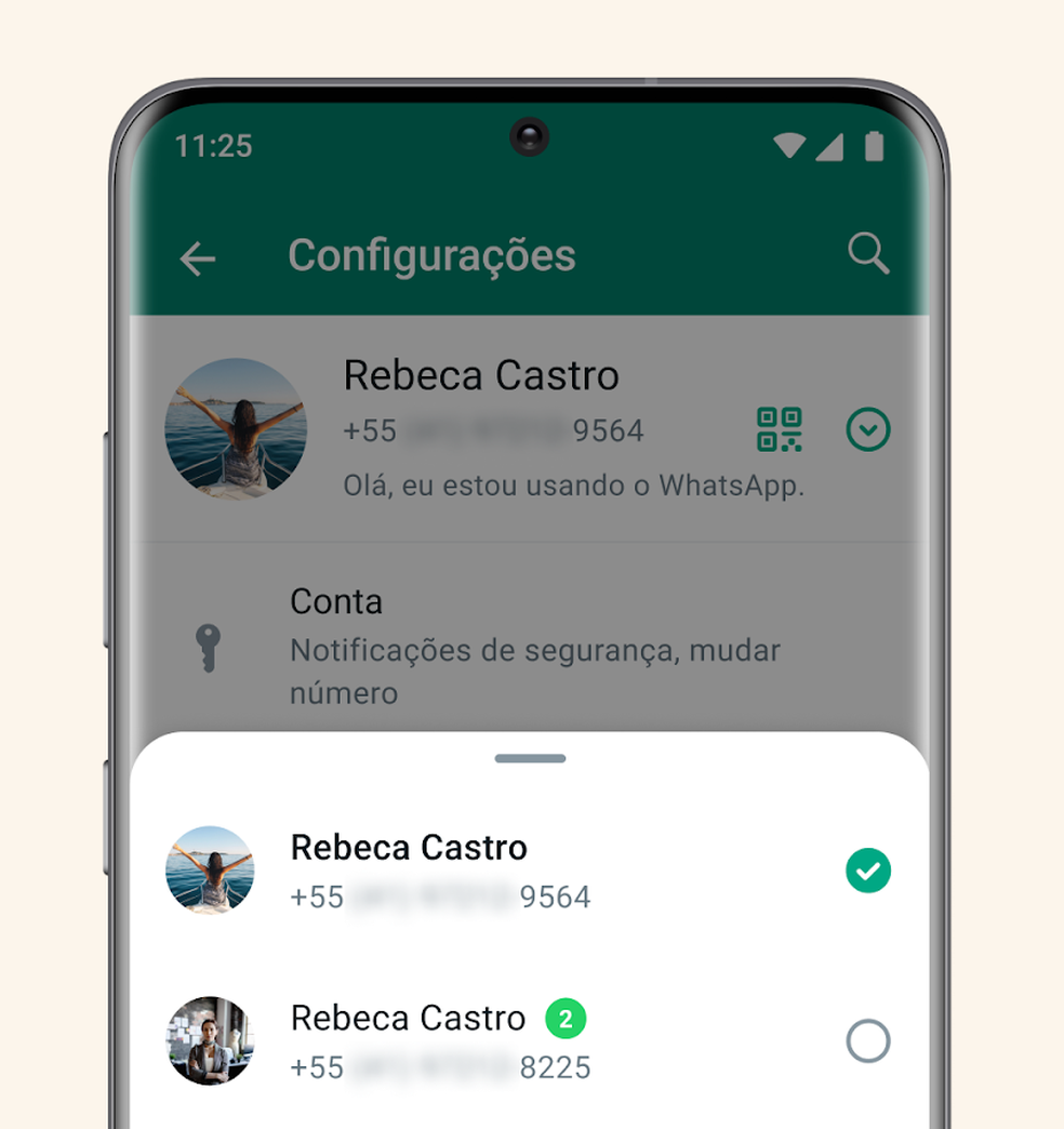 Novo recurso do WhatsApp que possibilita ter duas contas — Foto: Divulgação - WhatsApp
