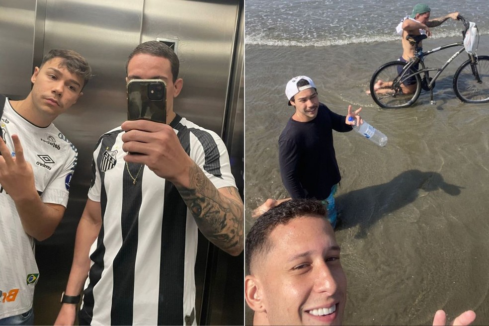 Gabriel e Yuri são amigos fanáticos pelo Santos FC — Foto: Arquivo pessoal