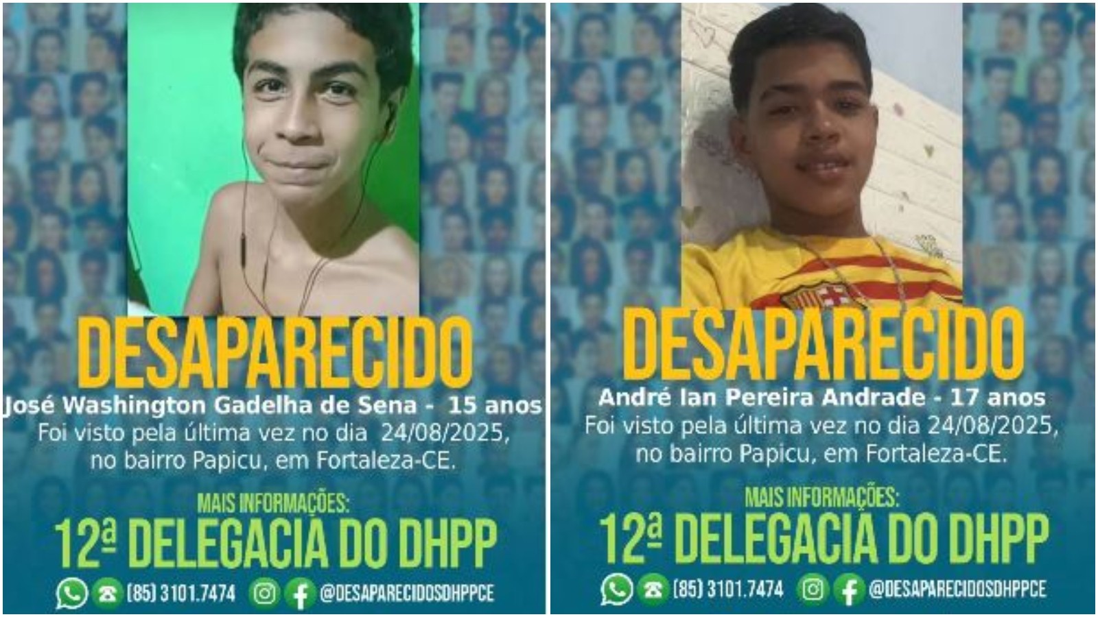 Adolescentes de 15 e 17 anos desaparecem em Fortaleza