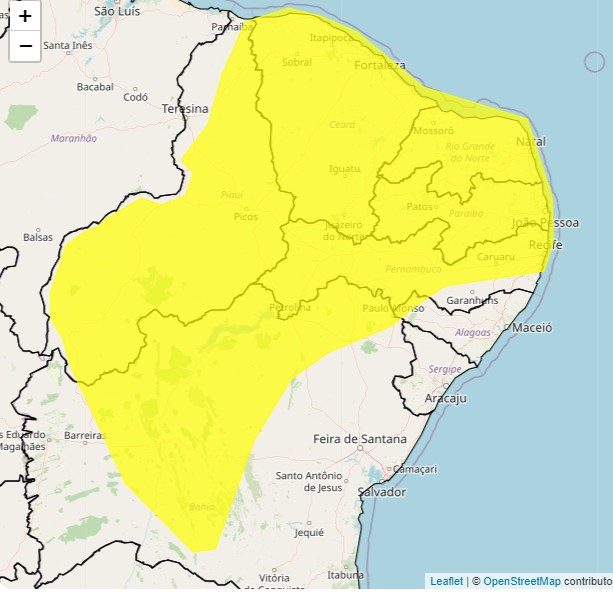 INMET emite alerta de vendaval para regiões do Agreste, Zona da Mata e Sertão de Pernambuco