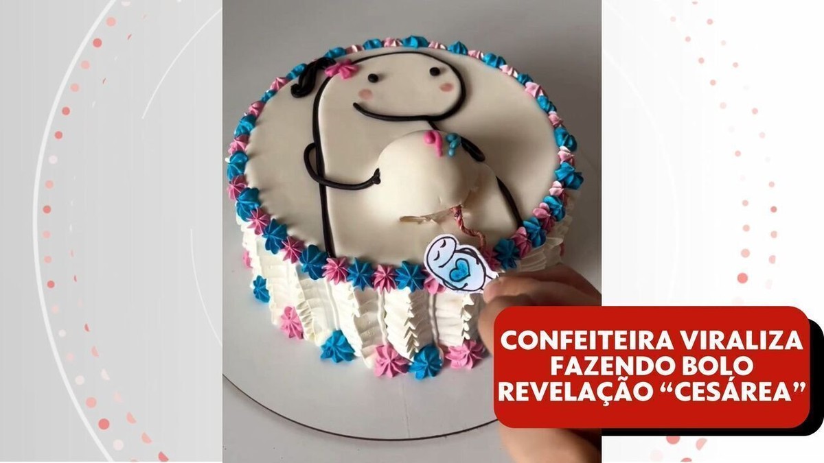 Confeiteira viraliza com bolo revelação que reproduz cesárea