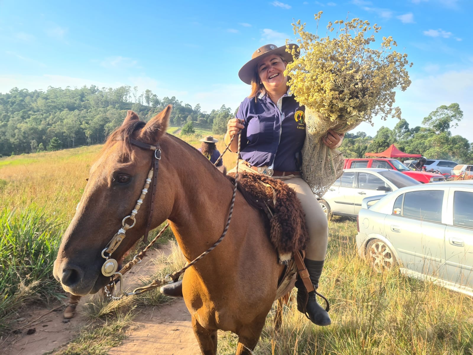 Tradicionalistas coletam marcela a cavalo em Sapucaia do Sul; entenda benefícios da planta 