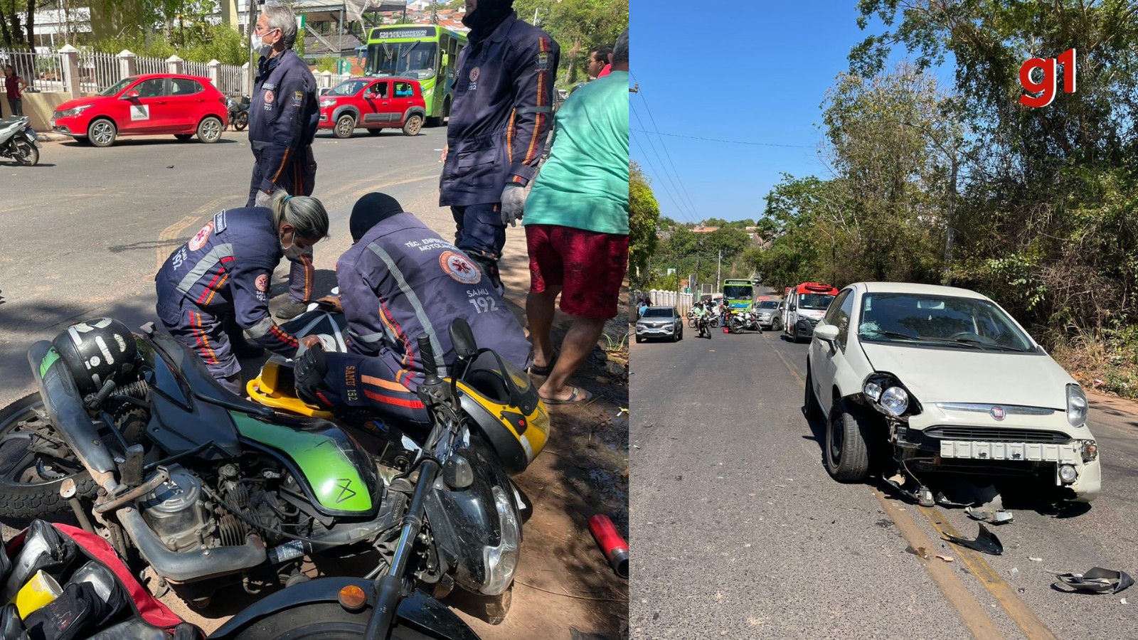Duas pessoas ficam gravemente feridas em acidente com carro e motos na Zona Sudeste de Teresina