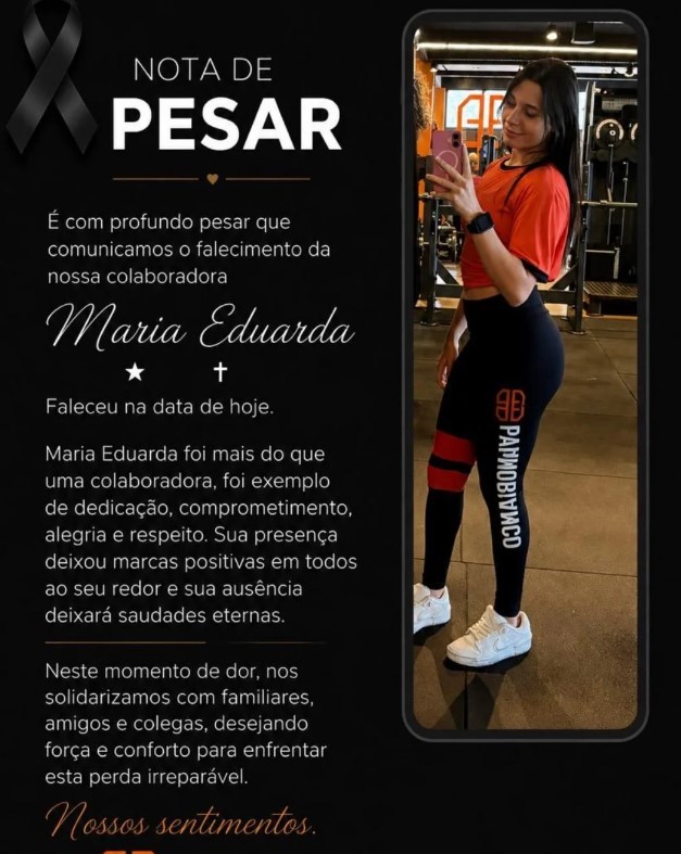 Academia onde jovem morta em salto de rope jump trabalhava na Grande SP cancela festa de aniversário e presta homenagens