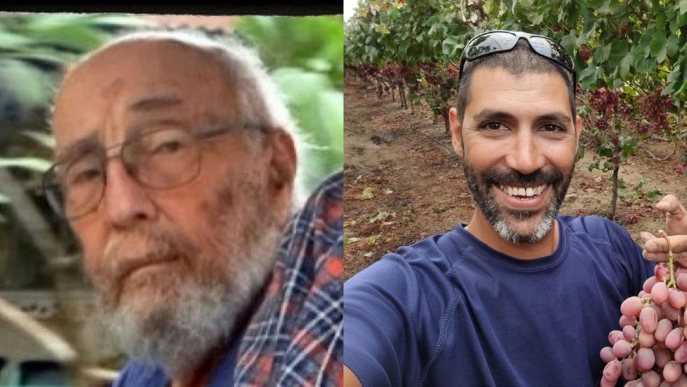 Reféns israelenses Arie Zalmanowicz (à esquerda), de 85 anos, e Tamir Adar, de 38 anos, que tiveram seus corpos devolvidos a Israel pelo Hamas em 21 de outubro de 2025. — Foto: Divulgação/movimento Bring Them Home Now