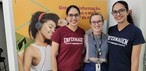 Acadêmicas levam informações sobre “Agosto Dourado” pelas ondas da Univás FM — Crédito: Divulgação