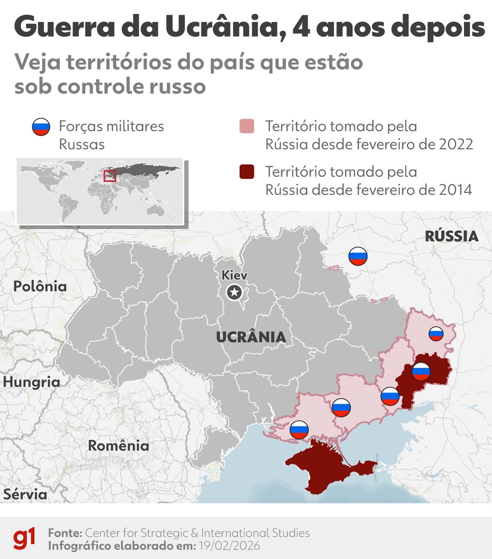 Infográfico - Territórios da Ucrânia ocupados pela Rússia — Foto: Editoria de Arte/g1