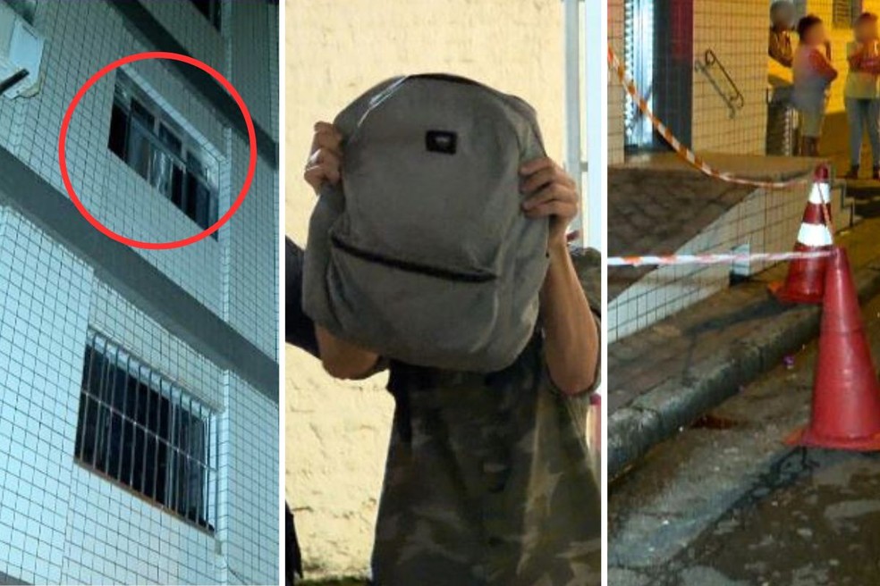Idosa cai de prédio em Santos (SP); filho presta depoimento à Polícia Civil — Foto: Leandro Guedes/TV Tribuna