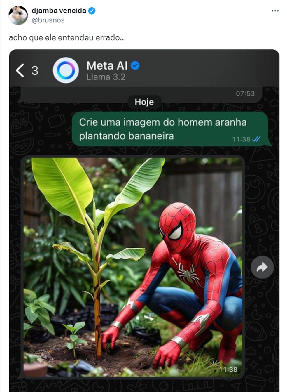 Homem-Aranha plantando bananeira — Foto: Reprodução/X
