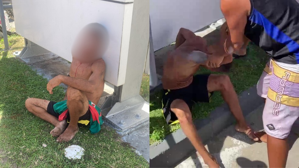 Homem foi espancado por entregadores após mulher denunciar importunação sexual — Foto: Reprodução/WhatsApp