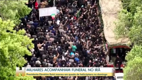 Ebrahim Raisi, presidente do Irã que morreu em acidente de helicóptero, é enterrado em sua cidade natal - Programa: Jornal Hoje 