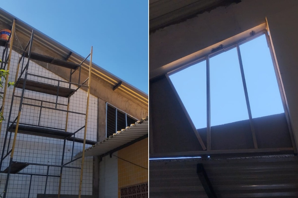 Professora e aluna ficam feridas após placa de concreto desabar dentro de escola no litoral de SP
