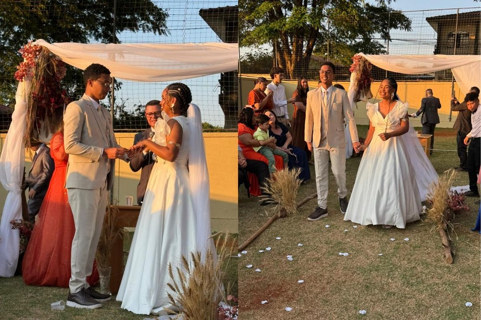 Marcos e Dandara se casaram em Sarandi, no norte do Paraná — Foto: Cedidas/ Marcos Vinicius Teixeira da Costa