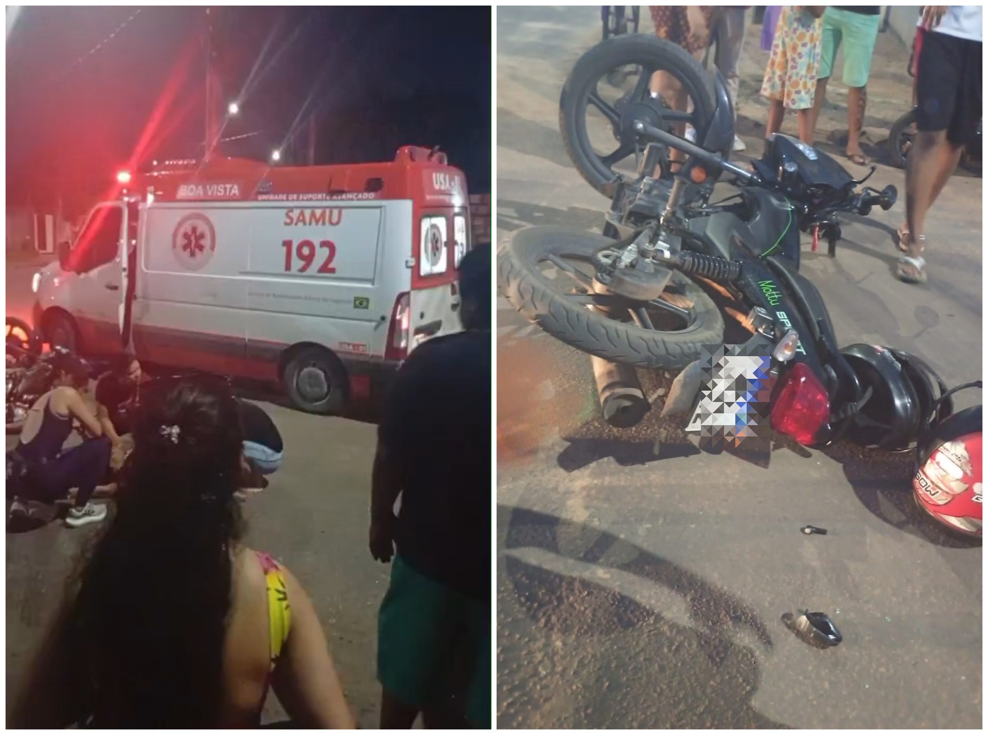 Adolescente de 14 anos fica ferido na cabeça em acidente com moto e caminhonete em Boa Vista