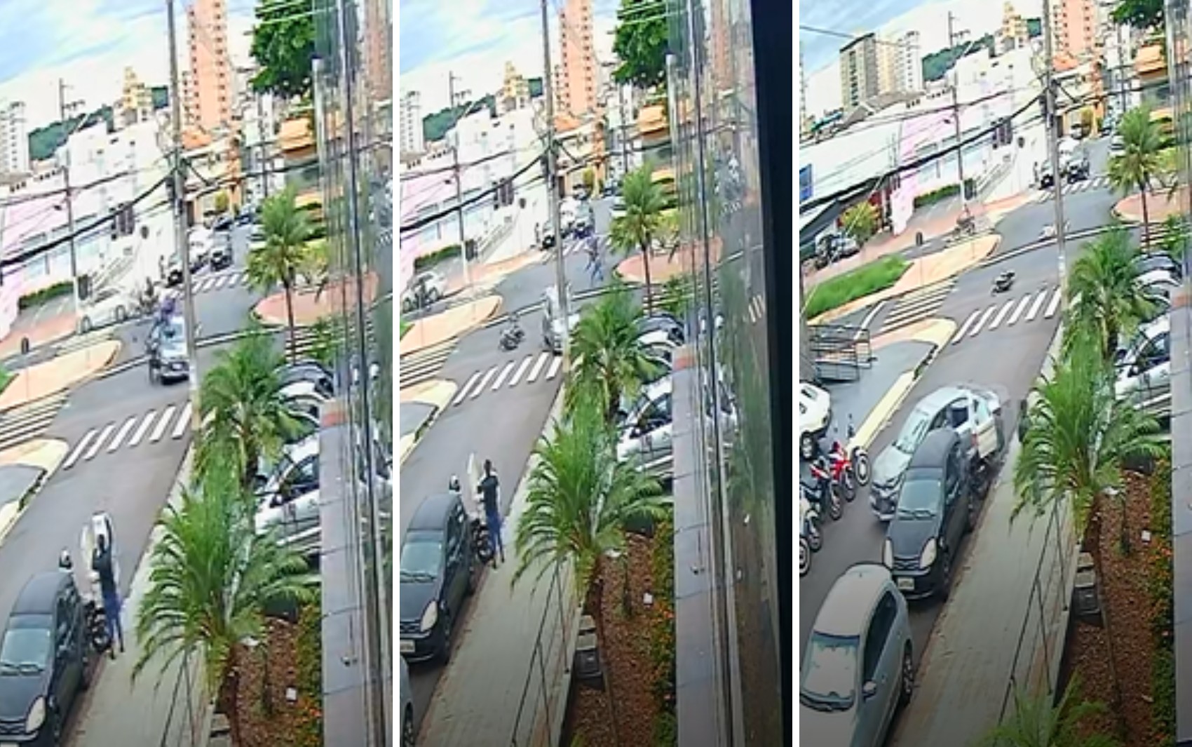 Motorista avança sinal de pare, perde controle da direção e bate em sete veículos em Ribeirão Preto, SP; VÍDEO