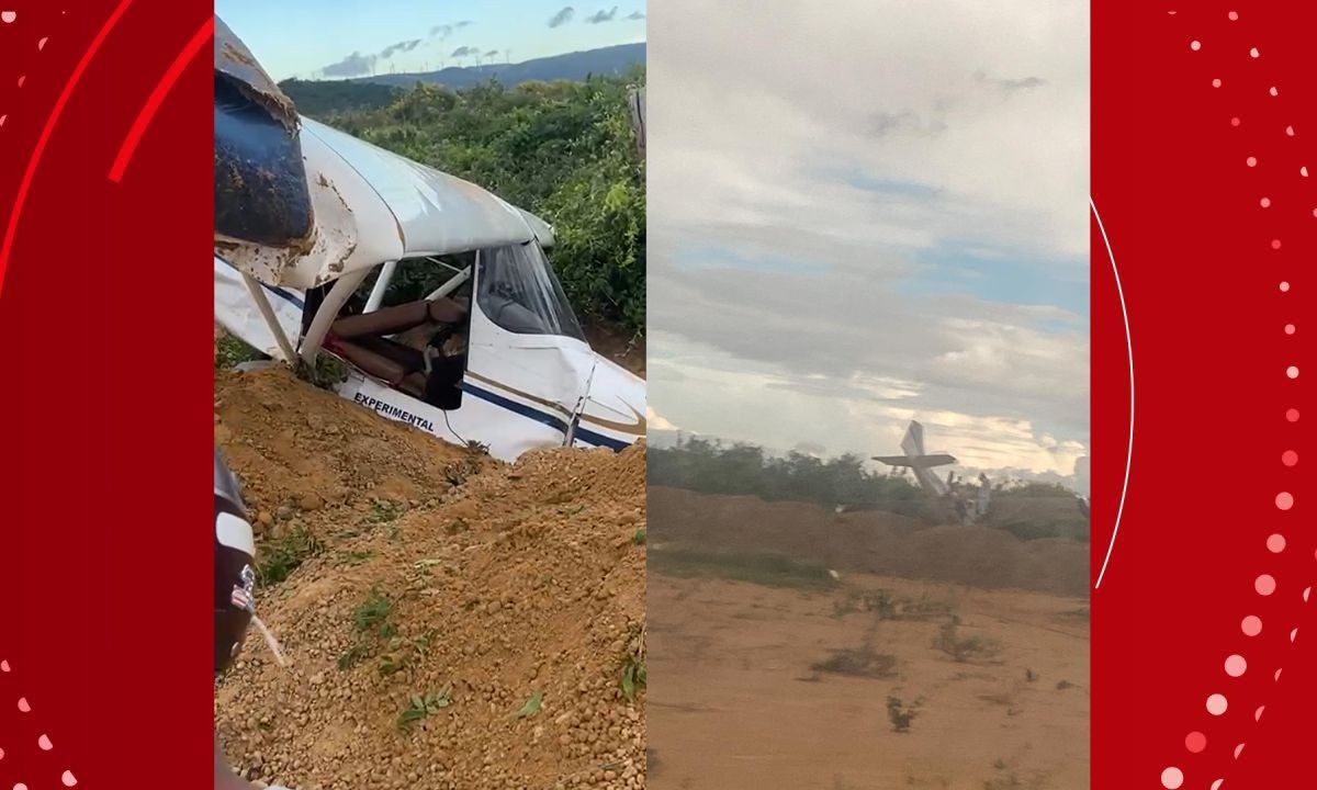 Duas pessoas ficam feridas após avião fazer pouso forçado em cidade do interior da Bahia