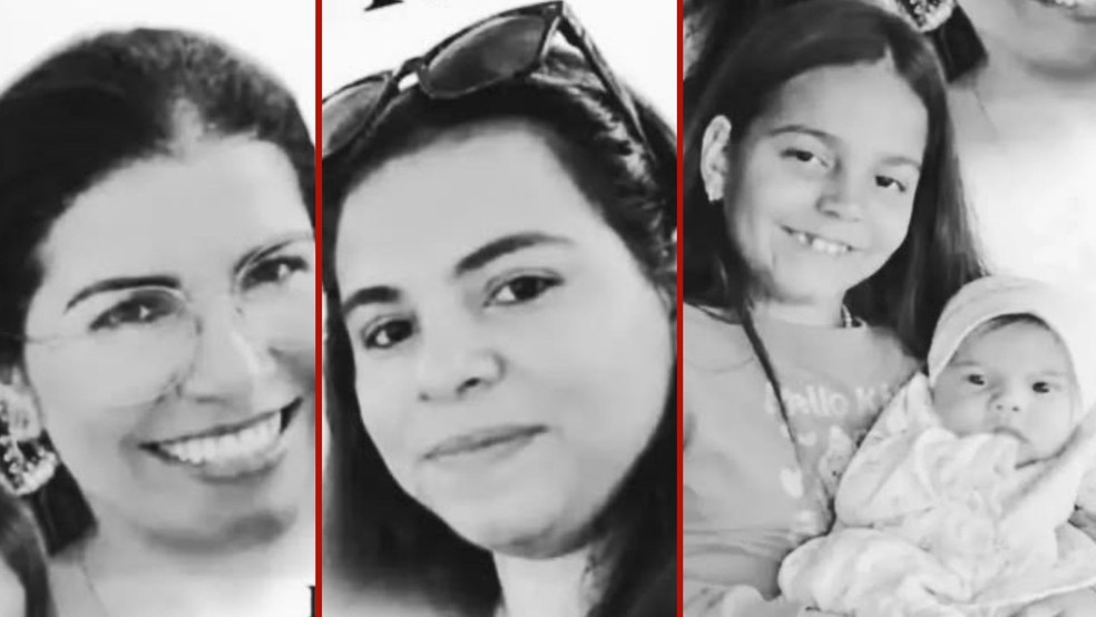 Luciana Pinheiro de Souza, de 46 anos, a filha dela, Kamilli Vitória Souza da Silva, de 24 anos, e as netas Sophia Vitória Souza de Matos, de 9 anos, e Manuella Vitória Souza de Matos, de 1 ano. — Foto: Reprodução
