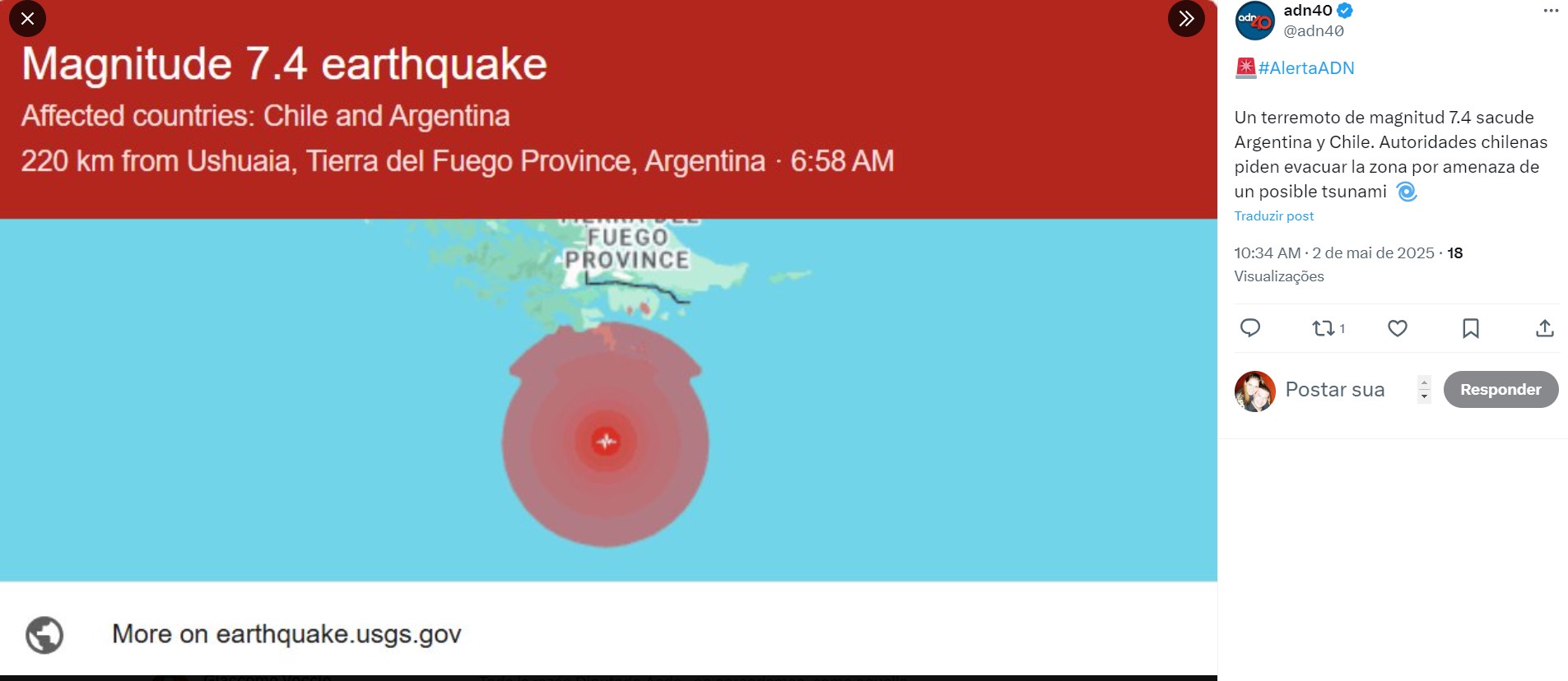 Terremoto no Chile: após tremor de 7.5 e alerta de tsunami, país esvazia região remota da costa sul 