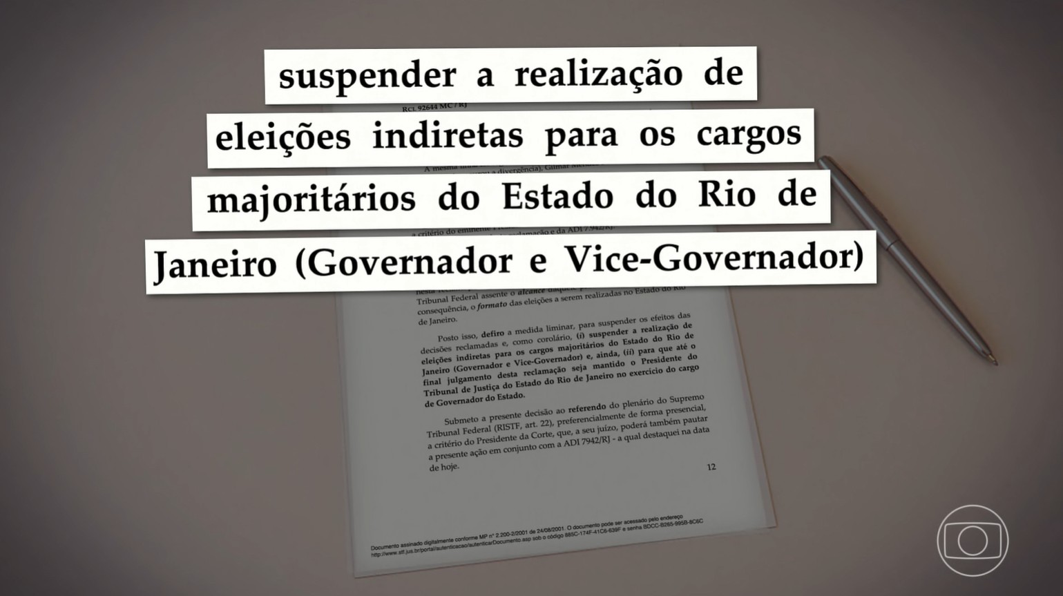 Eleição para governador do RJ é suspensa