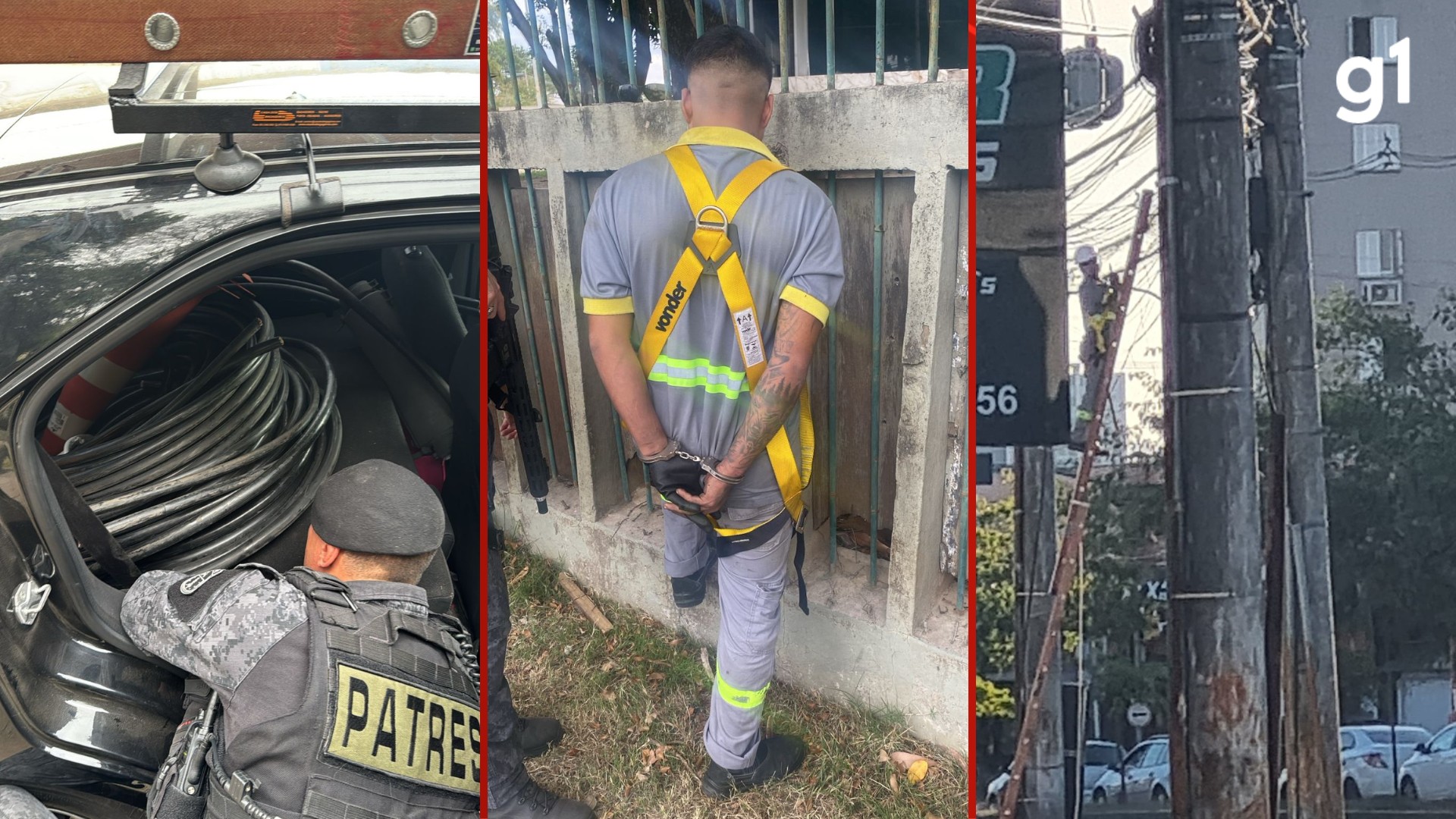 VÍDEO: homem disfarçado de técnico é preso furtando cabos em Porto Alegre