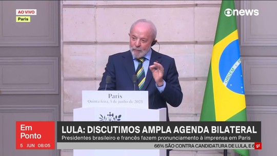 Em Paris, Lula faz pedido público a Macron: 'Abra seu coração para o acordo com o Mercosul'