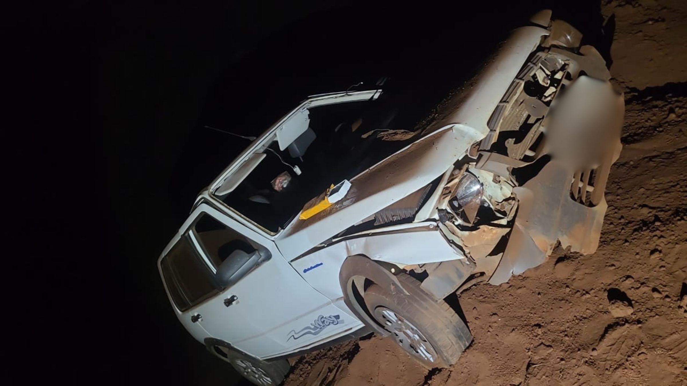 Motorista fica ferido após atropelar pitbull na MGC-464 e capotar carro diversas vezes
