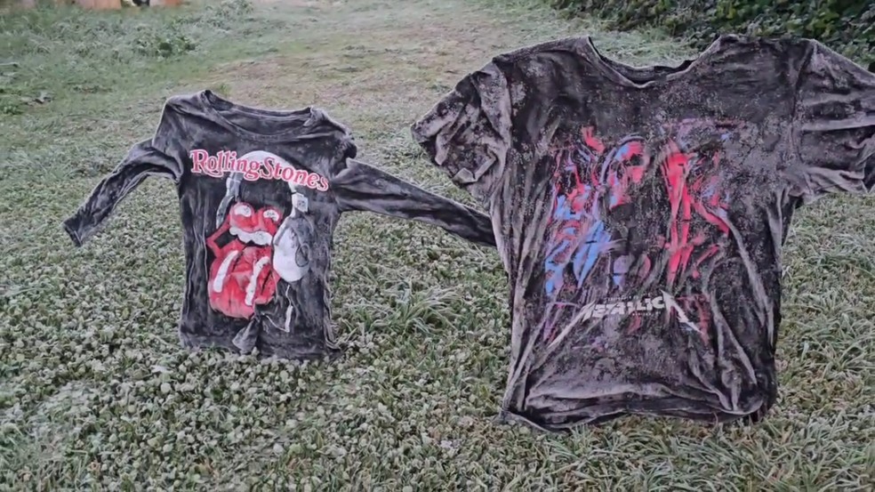 Camiseta congelada nesta quarta-feira (11) em São Joaquim — Foto: Mycchel Legnaghi/Divulgação