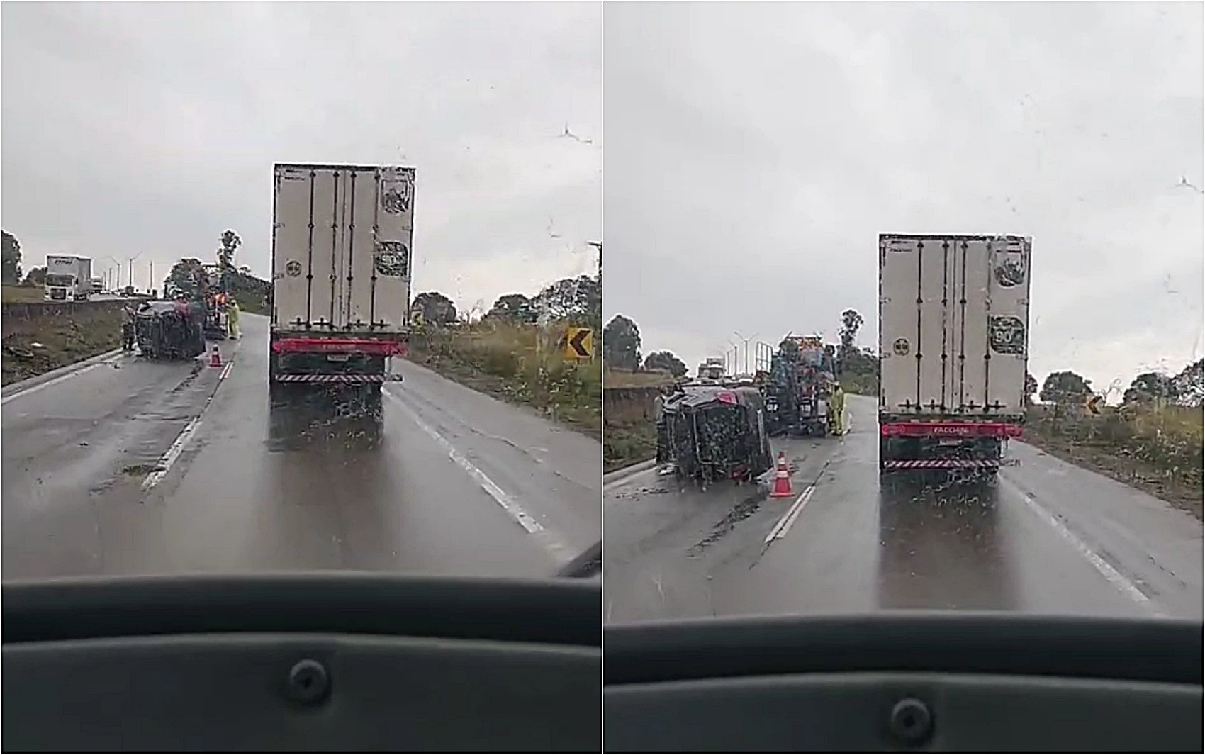 Dois acidentes são registrados em menos de uma hora durante chuva na Fernão Dias, em MG