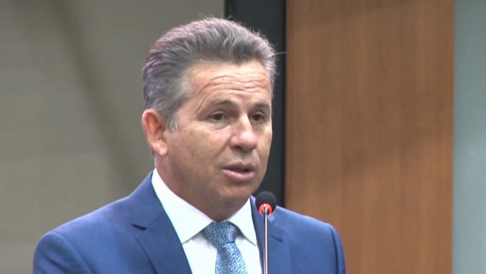 Mauro Mendes discursa em cerimônia de posse — Foto: Reprodução