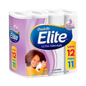 Papel higiênico folha dupla Elite Duallete com 12 unidades