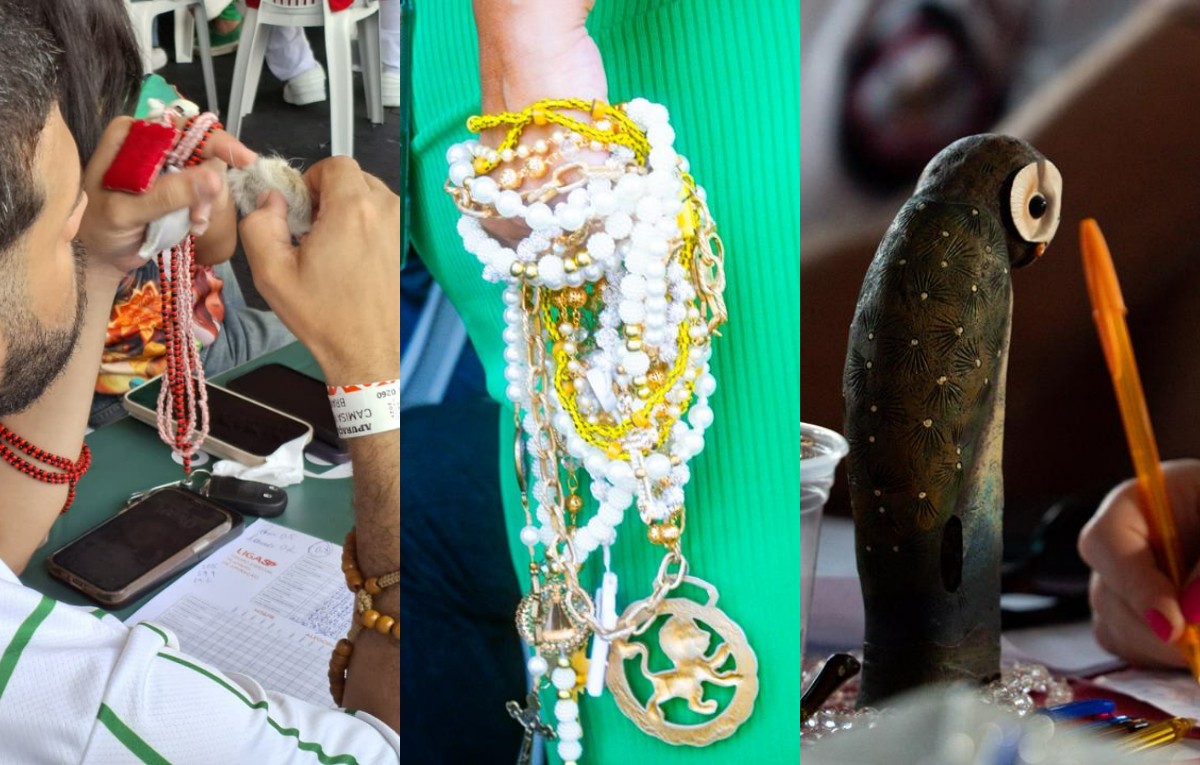 Pé de coelho, guias e esculturas: veja os amuletos da diretoria das escolas de samba de SP na apuração dos votos
