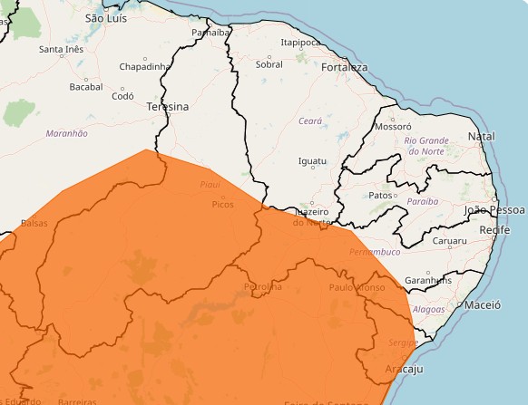 Alerta de chuvas intensas com ‘perigo’ é emitido para 16 municípios do interior de Pernambuco