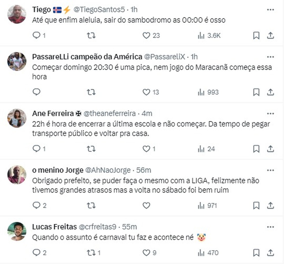 Paes afirma que pretende alterar horários de ensaios técnicos na Sapucaí — Foto: Redes sociais