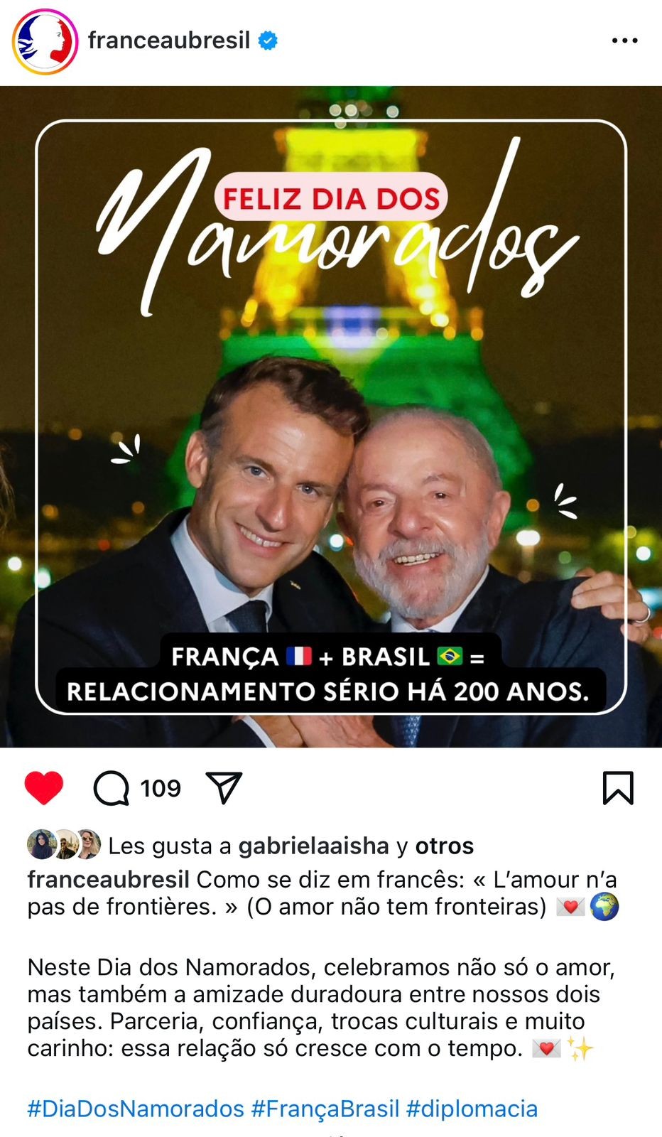 'Bromance': embaixada da França publica foto de Lula e Macron em homenagem ao Dia dos Namorados