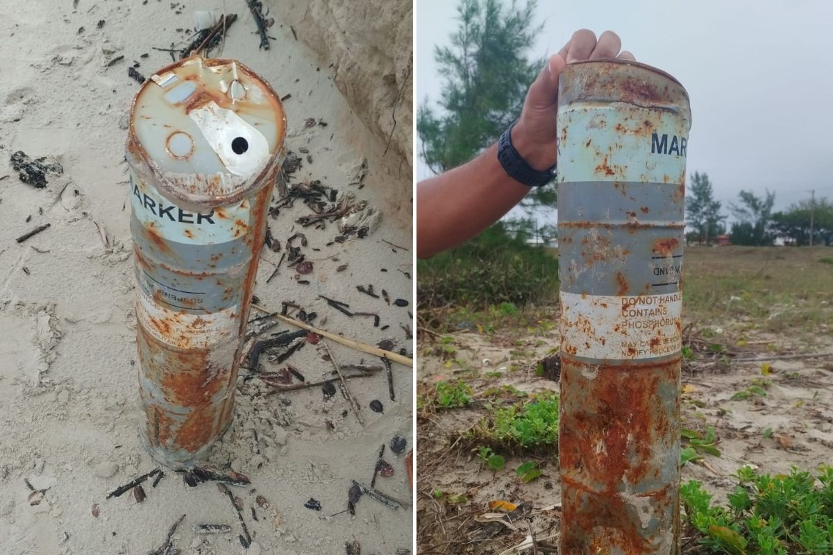 Sinalizador militar é encontrado em praia de SP e mobiliza Gate