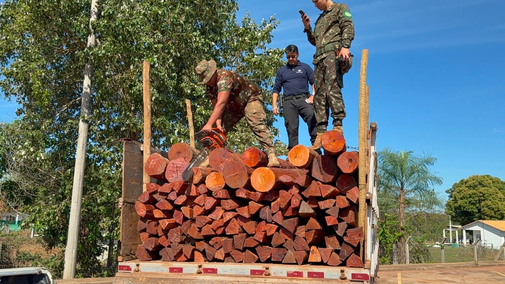 Agente da Receita e militares do Exército durante operação neste domingo (21) — Foto: Divulgação