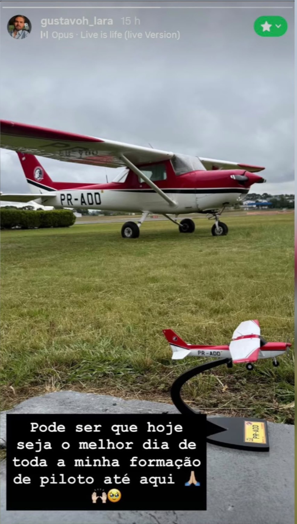 Aluno de escola de aviação que morreu após ritual de banho de óleo no PR sonhava em ser piloto e fez post horas antes de morrer — Foto: Reprodução/Redes Sociais