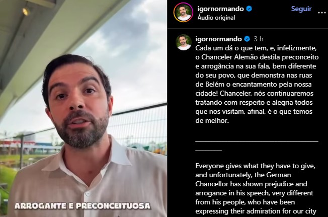 Paes chama chanceler alemão que criticou Belém de 'nazista' e 'filhote de Hitler'