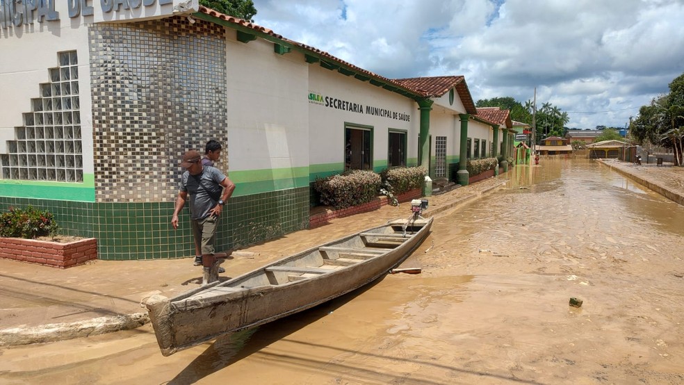 Brasiléia teve pior enchente de sua história, registrada no final de fevereiro deste ano — Foto: Fernando Oliveira/Asscom Prefeitura de Brasiléia
